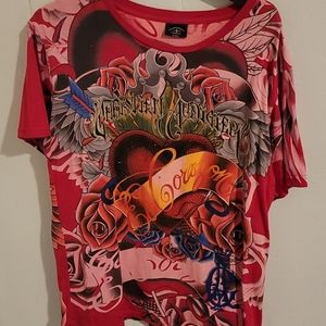 Used worn Nice Fashion T shirt XXL red fits large